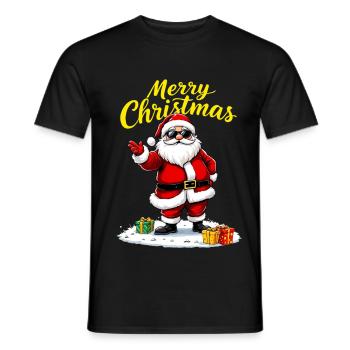 Merry Christmas Weihnachtsmann Mit Geschenken - Männer T-Shirt - Schwarz - Vorne - AI Model Male 178 light (178cm)