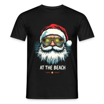 Santa Claus At The Beach Beach Vibes - Men's T-Shirt - black - Front - AI Model Male 178 light (178cm)