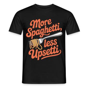 More Spaghetti Less Upsetti Funny Pasta - Men's T-Shirt - black - Front - AI Model Male 178 light (178cm)
