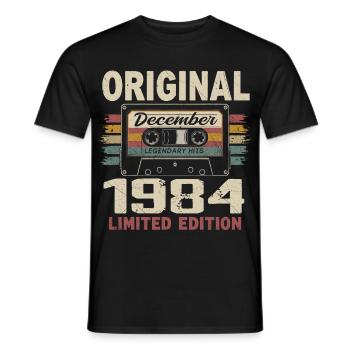 Cadeau D'anniversaire Décembre 1984 - T-shirt homme - noir - Devant - AI Model Male 178 light (178cm)