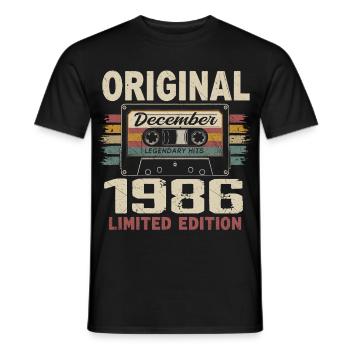 Cadeau D'anniversaire Décembre 1986 - T-shirt homme - noir - Devant - AI Model Male 178 light (178cm)