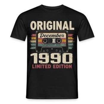 Cadeau D'anniversaire Décembre 1990 - T-shirt homme - noir - Devant - AI Model Male 178 light (178cm)
