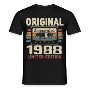 Cadeau D'anniversaire Décembre 1988 - T-shirt homme - noir - Devant - AI Model Male 178 light (178cm)