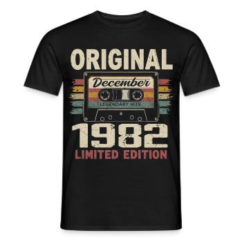 Cadeau D'anniversaire Décembre 1982 - T-shirt homme - noir - Devant - AI Model Male 178 light (178cm)