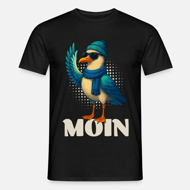 Coole Möwe - Moin - Männer T-Shirt - Schwarz