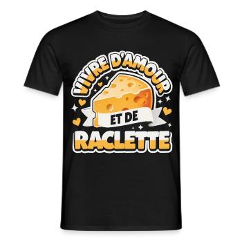 Live On Love And Raclette Funny Gift - Men's T-Shirt - black - Front - AI Model Male 178 light (178cm)