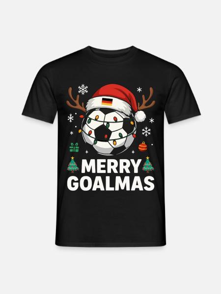 Merry Goalmas Deutschland - Lustiger Fußball Humor - Männer T-Shirt - Schwarz