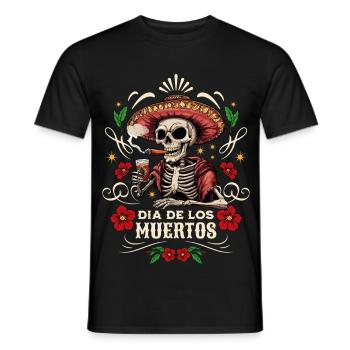 Dia De Los Muertos Skull Skull Tequilla - Men's T-Shirt - black - Front - AI Model Male 178 light (178cm)