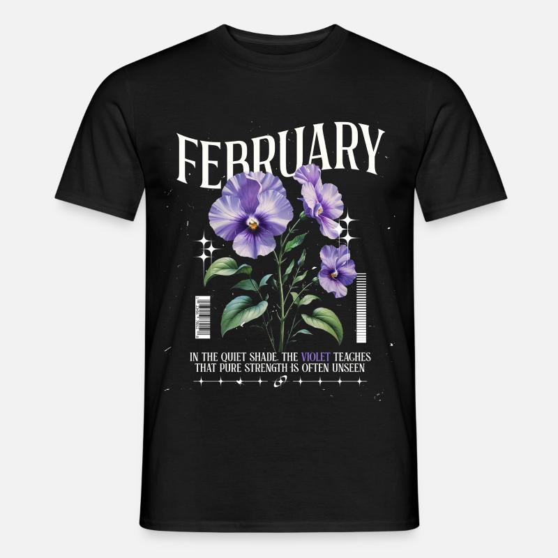 Février Violette Naissance Fleur - T-shirt homme - noir
