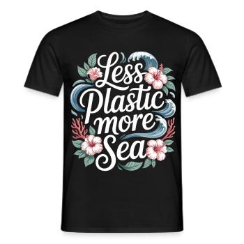 Moins de plastique, plus de mer – Design environnemental, Fleurs - T-shirt homme - noir - Devant - AI Model Male 178 light (178cm)