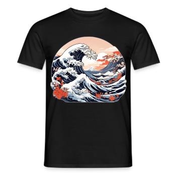 Great Wave of Kanagawa - Men's T-Shirt - black - Front - AI Model Male 178 light (178cm)
