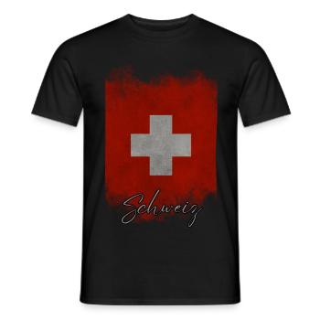 Flagge der Schweiz, Vintage Schweiz - Männer T-Shirt - Schwarz - Vorne - AI Model Male 178 light (178cm)