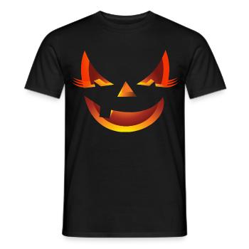 grim cool Halloween pumpkin cats motif outfit - Men's T-Shirt - black - Front - AI Model Male 178 light (178cm)