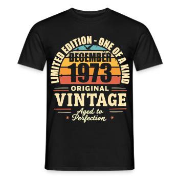 Birthday Party December 1973 - December 1973 - Men's T-Shirt - black - Front - AI Model Male 178 light (178cm)
