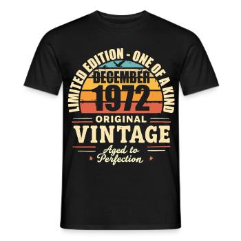 fête d anniversaire décembre 1972 - december 1972 - T-shirt homme - noir - Devant - AI Model Male 178 light (178cm)