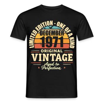fête d anniversaire décembre 1971 - december 1971 - T-shirt homme - noir - Devant - AI Model Male 178 light (178cm)