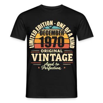 fête d anniversaire décembre 1970 - december 1970 - T-shirt homme - noir - Devant - AI Model Male 178 light (178cm)