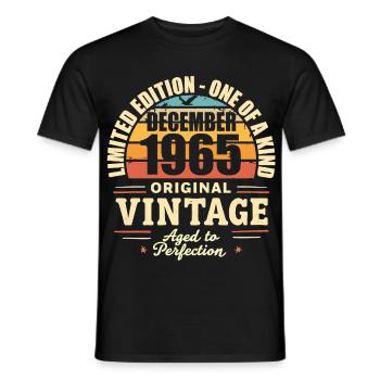 fête d anniversaire décembre 1965 - december 1965 - T-shirt homme - noir - Devant - AI Model Male 178 light (178cm)
