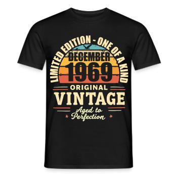 fête d anniversaire décembre 1969 - december 1969 - T-shirt homme - noir - Devant - AI Model Male 178 light (178cm)