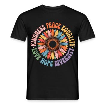 Kindness Peace Equality Love Hope Diversity - Men's T-Shirt - black - Front - AI Model Male 178 light (178cm)