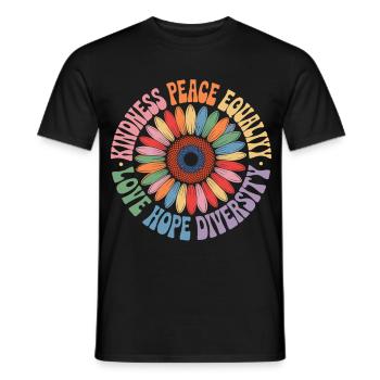 Tournesol Paix Amour Espoir Diversité - T-shirt homme - noir - Devant - AI Model Male 178 light (178cm)