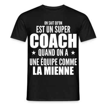 Un Super Coach Cadeau Entraîneur Sportif Humour - T-shirt homme - noir - Devant - AI Model Male 178 light (178cm)