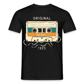 50ème Anniversaire Octobre 1975 Vintage Cassette - T-shirt homme - noir - Devant - AI Model Male 178 light (178cm)