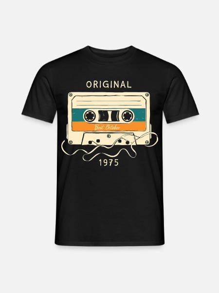 50. Geburtstag Oktober 1975 Vintage Kassette - Männer T-Shirt - Schwarz