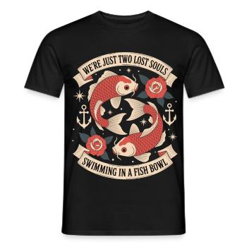 Two Lost Souls – Koi Fish Tattoo Style - Men's T-Shirt - black - Front - AI Model Male 178 light (178cm)