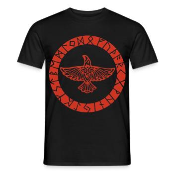 Runen des Roten Raben und des Wikingers - Männer T-Shirt - Schwarz - Vorne - AI Model Male 178 light (178cm)