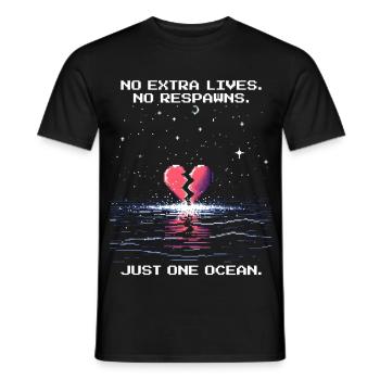 No Extra Lives, No Respawn | Just an ocean - Men's T-Shirt - black - Front - AI Model Male 178 light (178cm)
