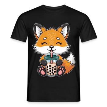 Kawaii Bubble Tee Fuchs Boba Tee - Männer T-Shirt - Schwarz - Vorne - AI Model Male 178 light (178cm)