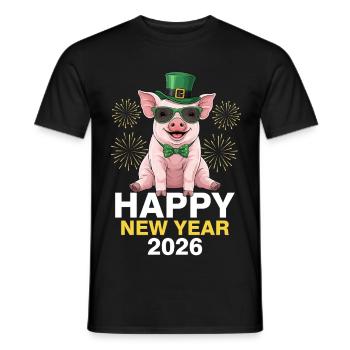 Bonne Année 2026 - T-shirt homme - noir - Devant - AI Model Male 178 light (178cm)