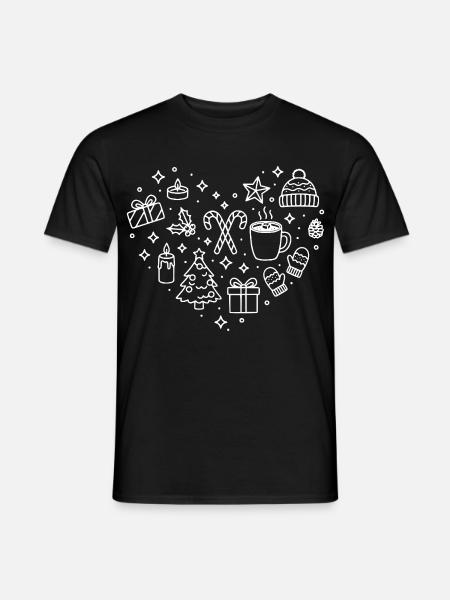 Weihnachten Herz X-Mas Herz Form Weihnachtsherz - Männer T-Shirt - Schwarz