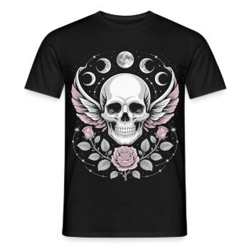 Gothic Totenschädel mit Mondphasen und Rosen Design - Männer T-Shirt - Schwarz - Vorne - AI Model Male 178 light (178cm)