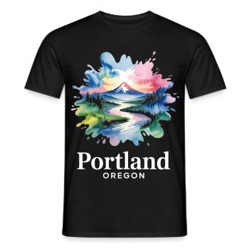 Portland, Oregon: Bunte Naturlandschaft - Männer T-Shirt - Schwarz - Vorne - AI Model Male 178 light (178cm)