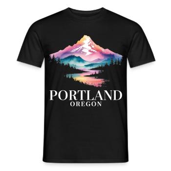 Portland, Oregon Mountain Sunset Scenic View - Männer T-Shirt - Schwarz - Vorne - AI Model Male 178 light (178cm)