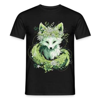 Kitsune Fuchs Boho Blumen Natur - Männer T-Shirt - Schwarz - Vorne - AI Model Male 178 light (178cm)