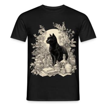 Chat Noir Vintage Apothicaire - T-shirt homme - noir - Devant - AI Model Male 178 light (178cm)