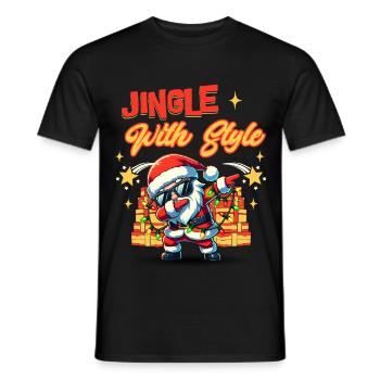 Weihnachtsmann und Schneemann Christmas Design - Männer T-Shirt - Schwarz - Vorne - AI Model Male 178 light (178cm)
