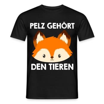 Tierschutz PELZ GEHÖRT TIEREN Lustiges - Männer T-Shirt - Schwarz - Vorne - AI Model Male 178 light (178cm)