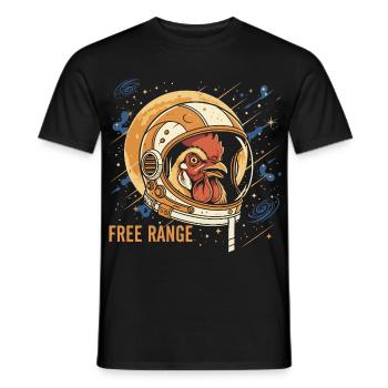 Space chicken in astronaut helmet - Men's T-Shirt - black - Front - AI Model Male 178 light (178cm)