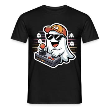 Retro Gamer Halloween Fantôme - T-shirt homme - noir - Devant - AI Model Male 178 light (178cm)