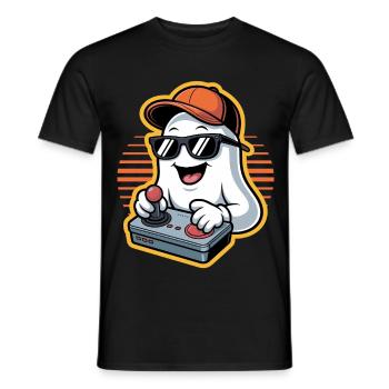 Retro Gamer Halloween Fantôme - T-shirt homme - noir - Devant - AI Model Male 178 light (178cm)