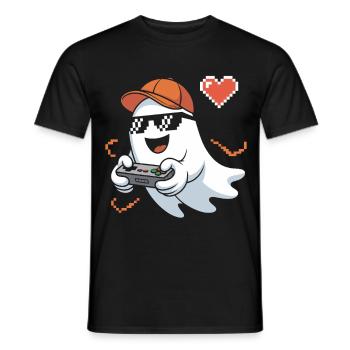 Retro Gamer Halloween Fantôme - T-shirt homme - noir - Devant - AI Model Male 178 light (178cm)