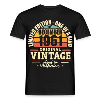 fête d anniversaire décembre 1961 - december 1961 - T-shirt homme - noir - Devant - AI Model Male 178 light (178cm)