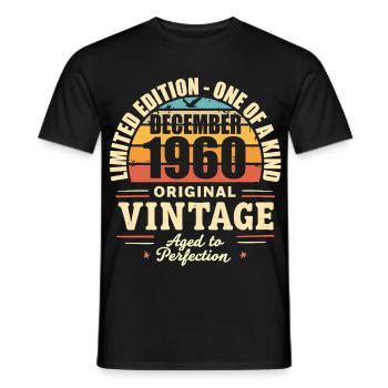 fête d anniversaire décembre 1960 - december 1960 - T-shirt homme - noir - Devant - AI Model Male 178 light (178cm)