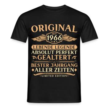 1966 Vintage Né Vintage 60ème Anniversaire - T-shirt homme - noir - Devant - AI Model Male 178 light (178cm)