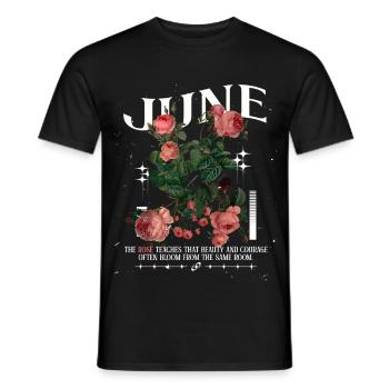 Geburtsblumen Geburtsblume Juni Rose - Männer T-Shirt - Schwarz - Vorne - AI Model Male 178 light (178cm)
