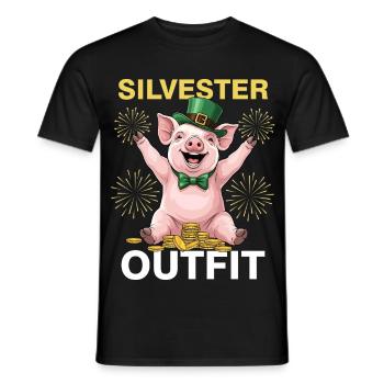 Tenue de réveillon du Nouvel An - T-shirt homme - noir - Devant - AI Model Male 178 light (178cm)